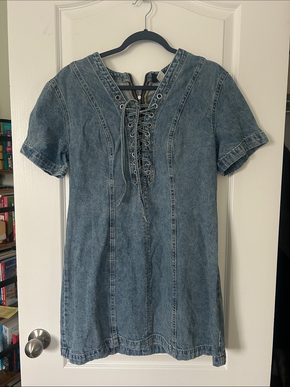 H&M Blue Denim Lace-Up Mini Dress